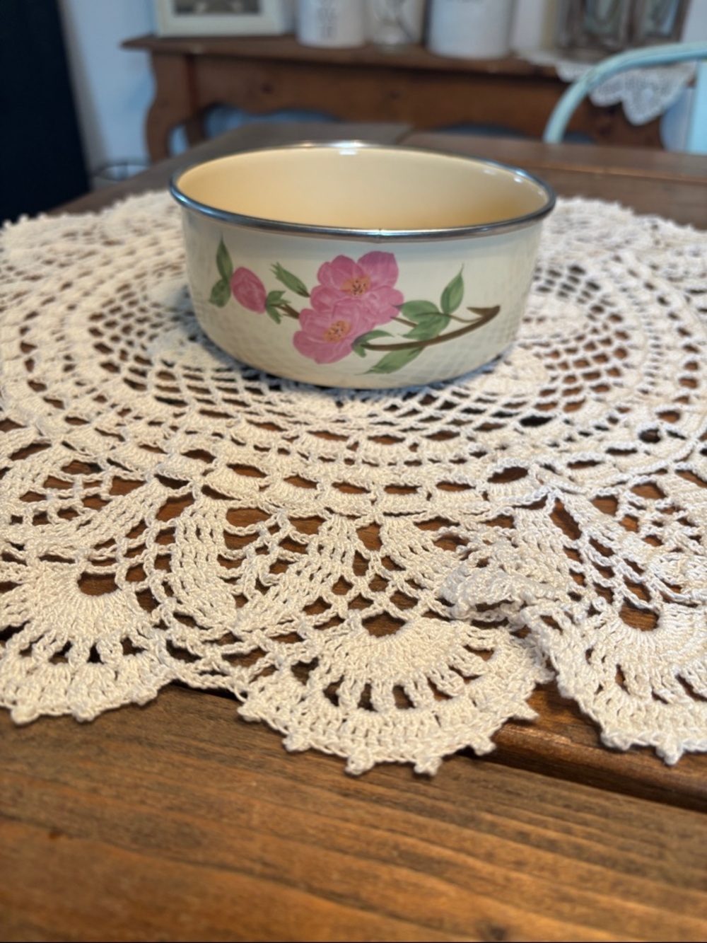 Mikasa Floral Pink and Cream Ceramic Serving Bowl